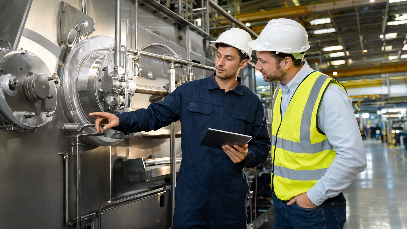 CRYOSTRAL technici bij machine-inspectie op locatie