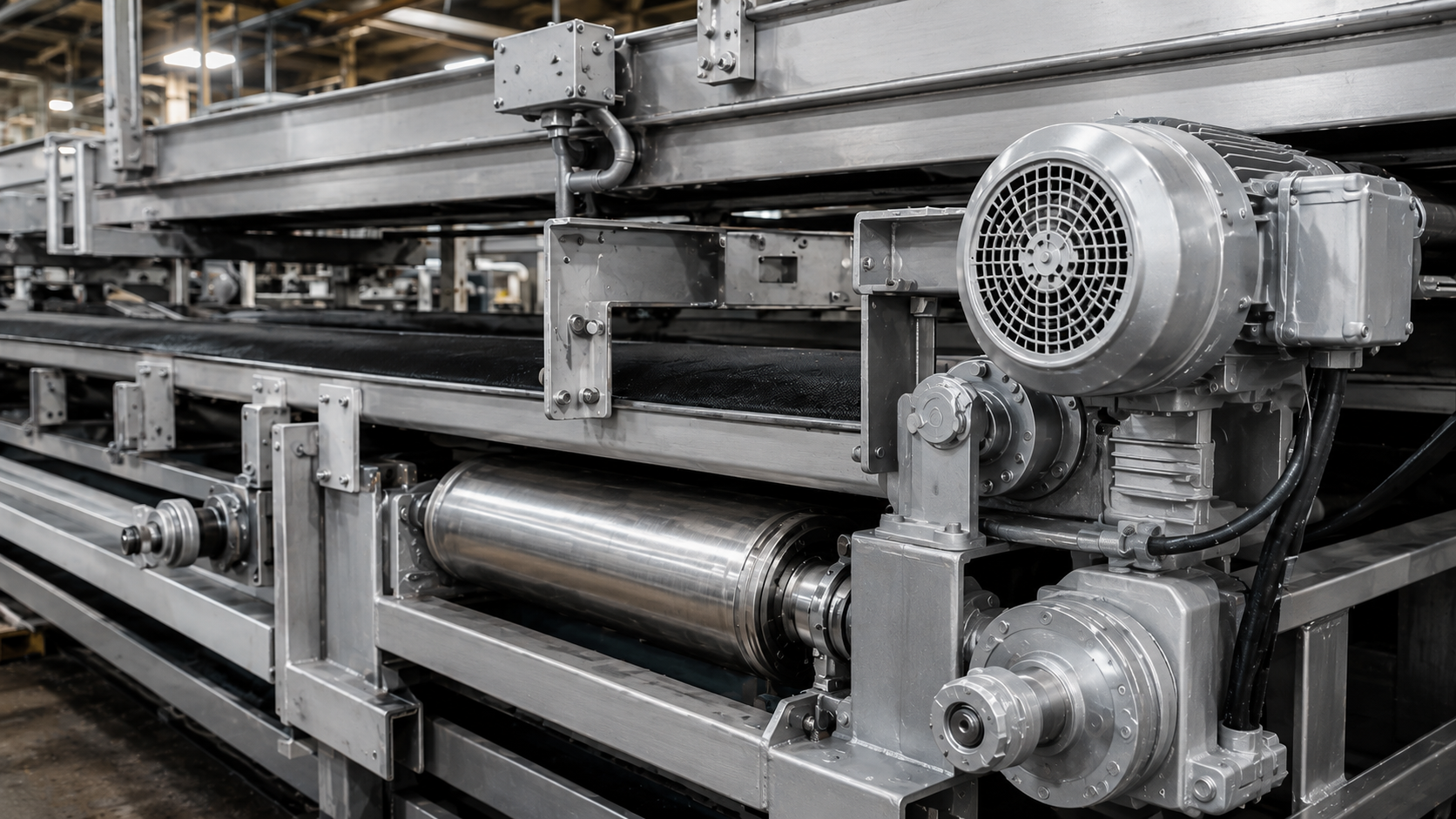 Transportband na droogijsreiniging door CRYOSTRAL